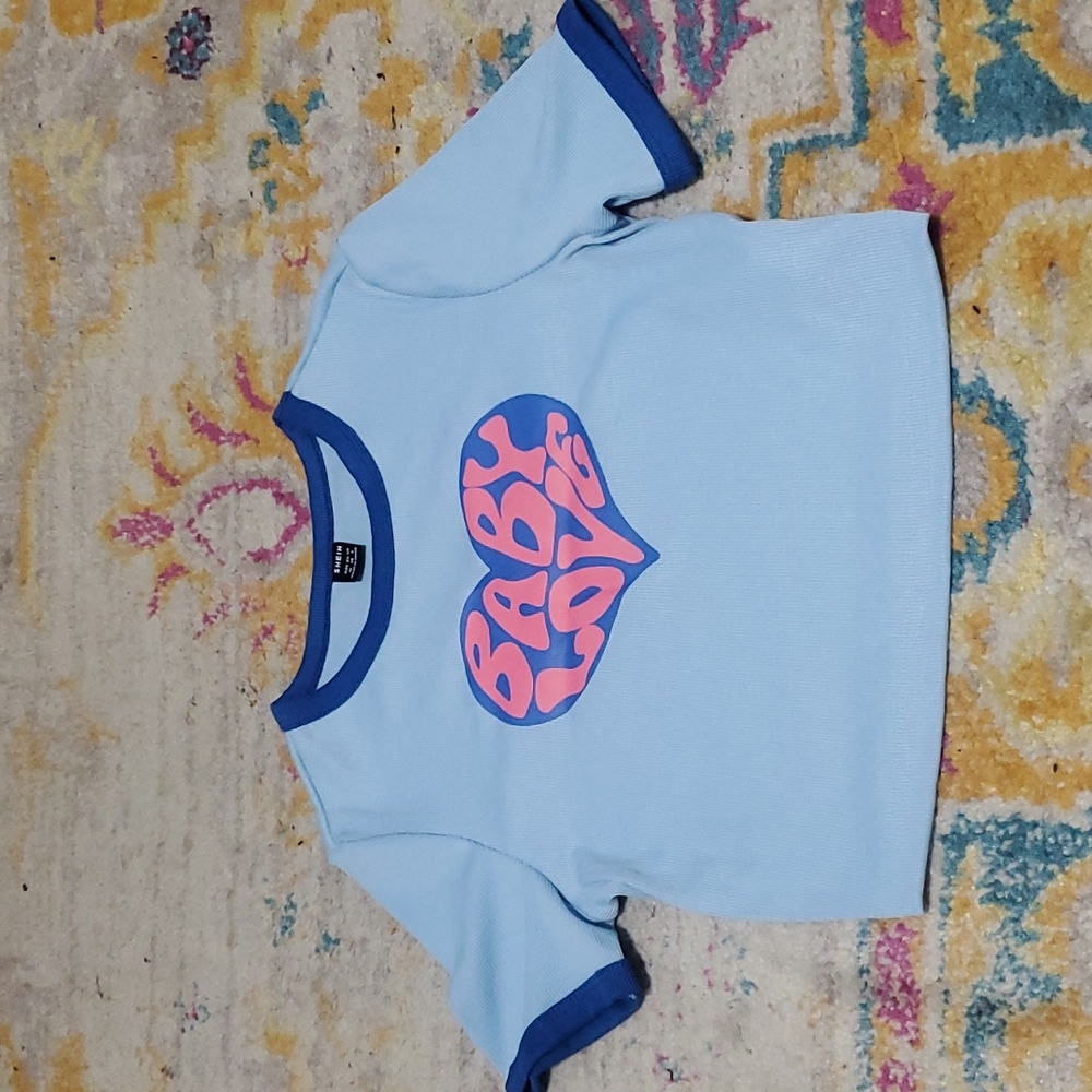 Heart Print Crop Tee
